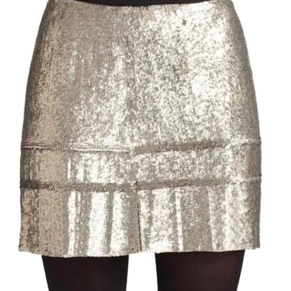 Theory - Antique Gold "Rickena Frosted" Sequin Skirt, Size 6 - Picture 1 of 4